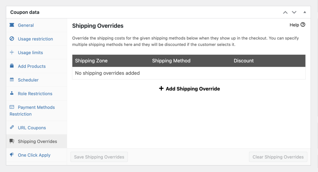 Shipping overrides